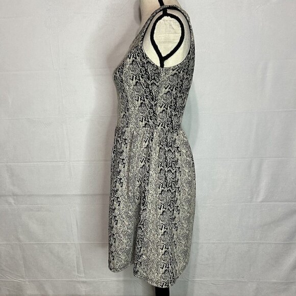Jack Midi A-Line Snakeskin Tank Dress Sleeveless Round Neck Tan/Black Sz S - Picture 4 of 8
